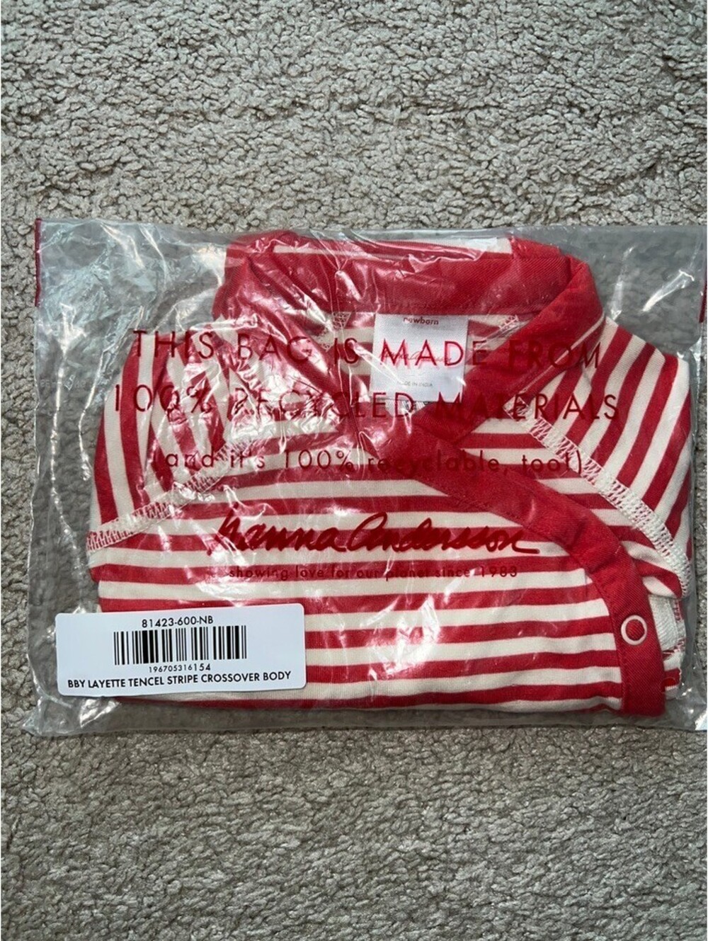 NIP Hanna Andersson Baby Layette bodysuit in Hannasoft newborn